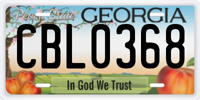 GA license plate CBL0368