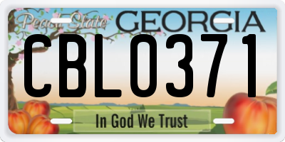 GA license plate CBL0371