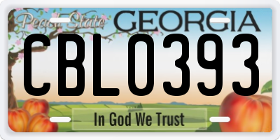 GA license plate CBL0393