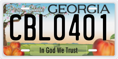 GA license plate CBL0401