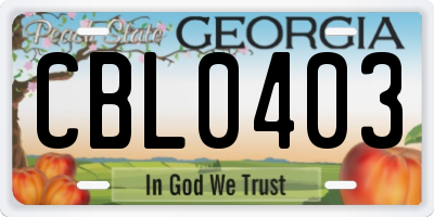 GA license plate CBL0403