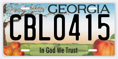 GA license plate CBL0415