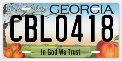 GA license plate CBL0418