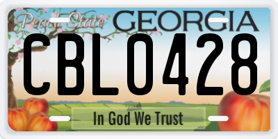 GA license plate CBL0428