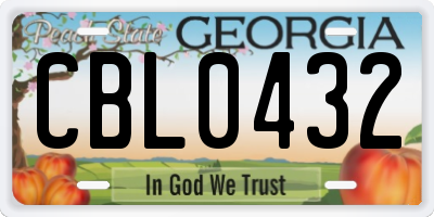 GA license plate CBL0432