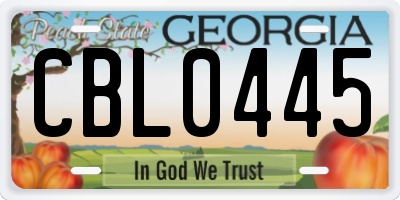 GA license plate CBL0445