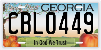 GA license plate CBL0449