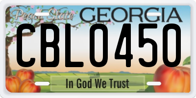 GA license plate CBL0450