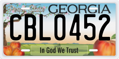 GA license plate CBL0452