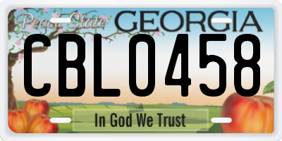 GA license plate CBL0458