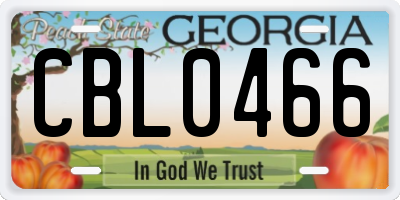 GA license plate CBL0466