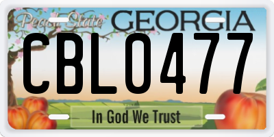 GA license plate CBL0477