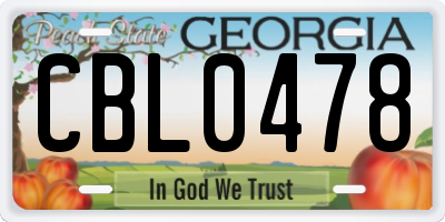GA license plate CBL0478