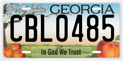 GA license plate CBL0485