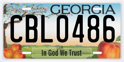 GA license plate CBL0486