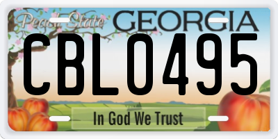 GA license plate CBL0495