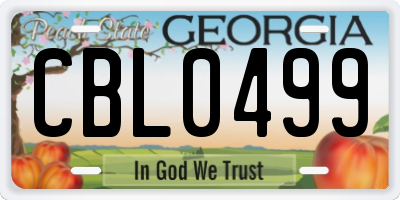 GA license plate CBL0499