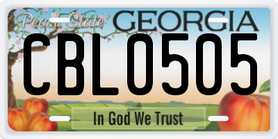 GA license plate CBL0505