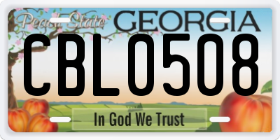 GA license plate CBL0508