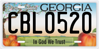 GA license plate CBL0520