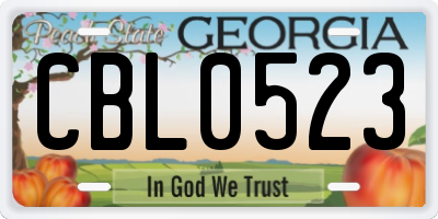 GA license plate CBL0523
