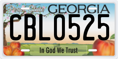 GA license plate CBL0525