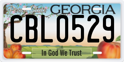 GA license plate CBL0529
