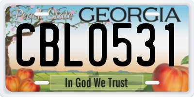 GA license plate CBL0531