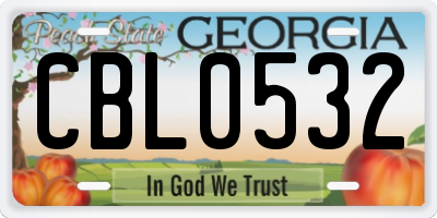 GA license plate CBL0532