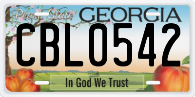 GA license plate CBL0542