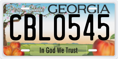 GA license plate CBL0545