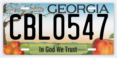 GA license plate CBL0547