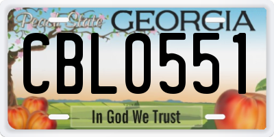 GA license plate CBL0551