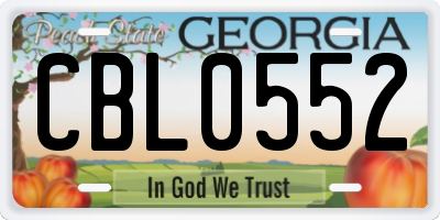 GA license plate CBL0552