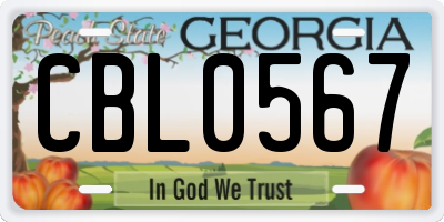 GA license plate CBL0567
