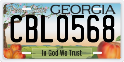 GA license plate CBL0568