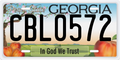 GA license plate CBL0572