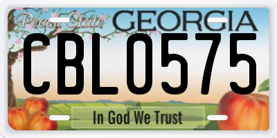 GA license plate CBL0575