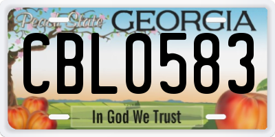 GA license plate CBL0583