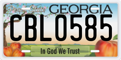 GA license plate CBL0585