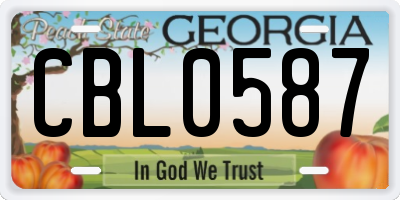 GA license plate CBL0587