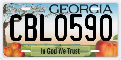 GA license plate CBL0590