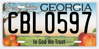 GA license plate CBL0597
