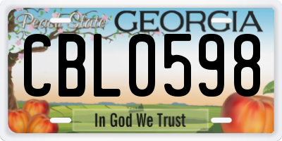GA license plate CBL0598