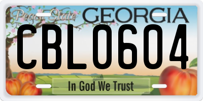 GA license plate CBL0604