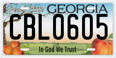 GA license plate CBL0605