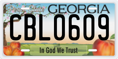 GA license plate CBL0609