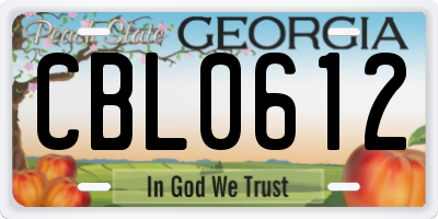 GA license plate CBL0612