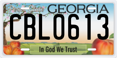 GA license plate CBL0613