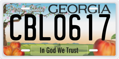 GA license plate CBL0617
